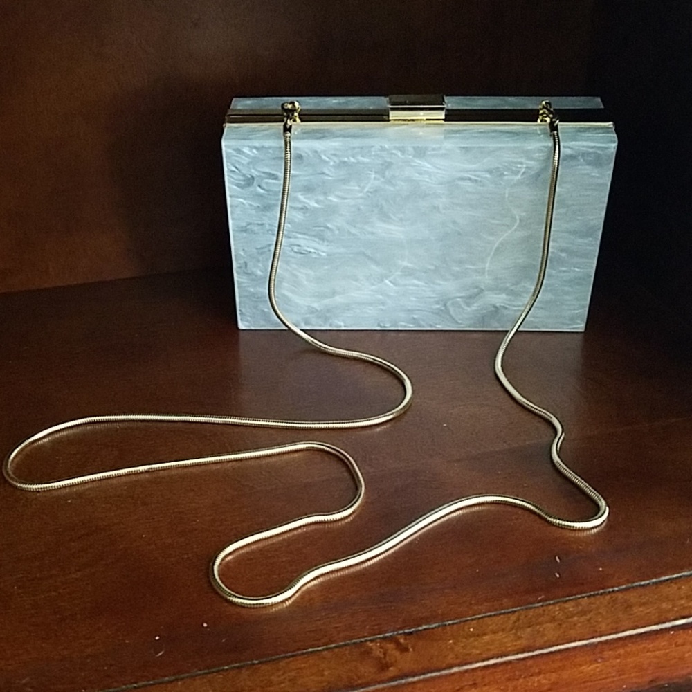 Rachel Zoe pearlized lucite box clutch